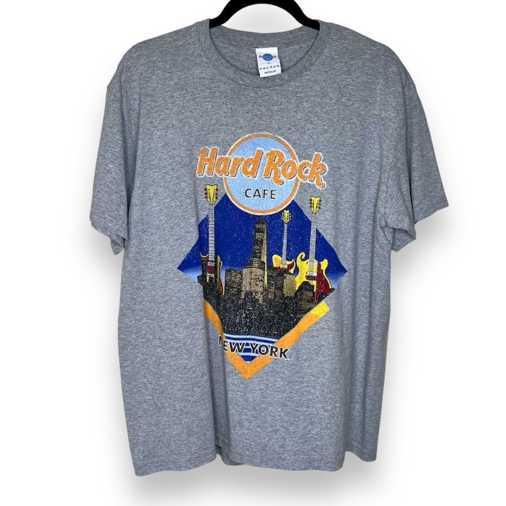 Hard Rock X Pacsun New York Gray Graphic T Shirt Crew Neck Short Sleeve Medium
